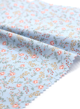 窃蓝色 纯棉小花布料 80408 衬衫裙子面料 娃衣手工DIY 半米