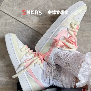 定制球鞋Nike Court Borough奶黄猪仔包2.0 可爱俏皮低帮板鞋GS黄