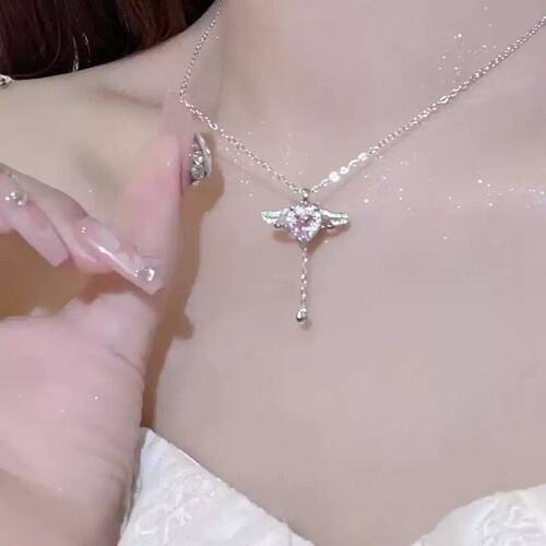 s网红时尚送女友女生闺蜜生日礼物丘比特之心项链女爱心天使翅膀