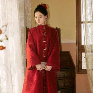 十三余小豆蔻儿[熹和]2023新中式红色外套保暖日常百搭新年服女冬