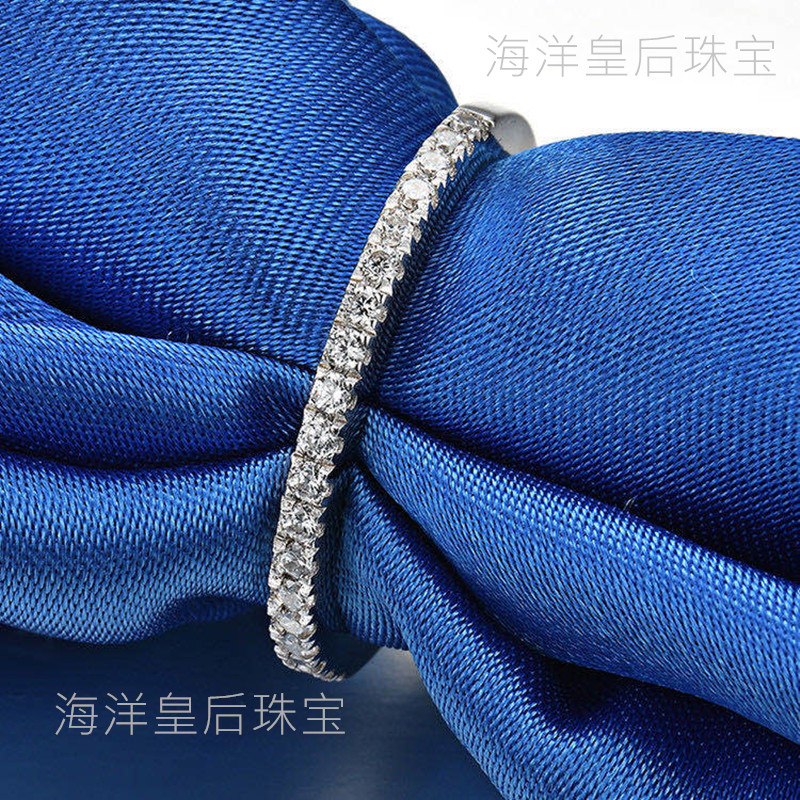 PT950 platinum full half circle single small row diamond ring 2 points American moissanite ring men and women tail ring matching ring pair ring