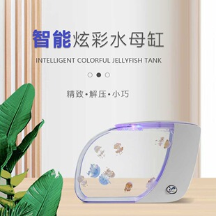 家庭办公室水母缸桌面摆件鱼缸水族箱海月赤月小型水母缸创意缸