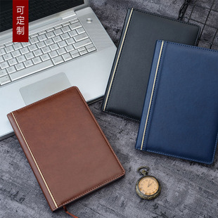 bowen博文商务记事本A5拼接油边笔记本子PU皮面办公工作会议B5加厚记事本子手账本光面学生日记本可定制logo