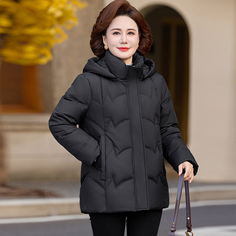 鸭鸭中老年妈妈装黑色羽绒服女中长款2025新款冬季加厚保暖外套,女装/女士精品,羽绒服,淘宝优惠券,粉丝福利购,淘宝优惠卷