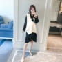 Phụ nữ mang bầu mùa thu 2019 mới xuân hè thời trang hai mảnh phiên bản Hàn Quốc của áo vest đính cườm ra khỏi bộ đồ thủy triều - Áo thai sản váy bầu đẹp