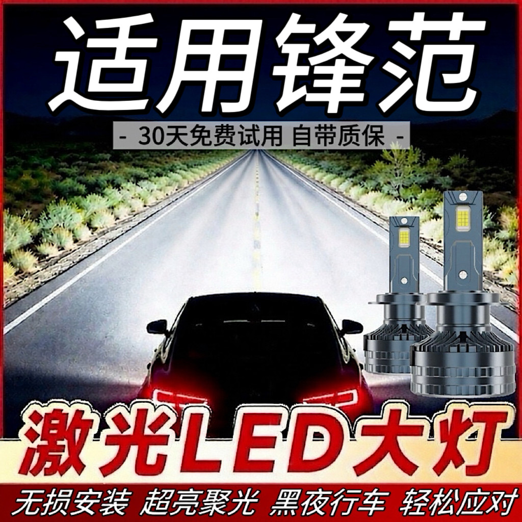 适用09-19款本田锋范LED大灯远近光一体改装超亮强激光前照车灯泡