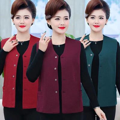 百搭V领中老年女士马夹大码