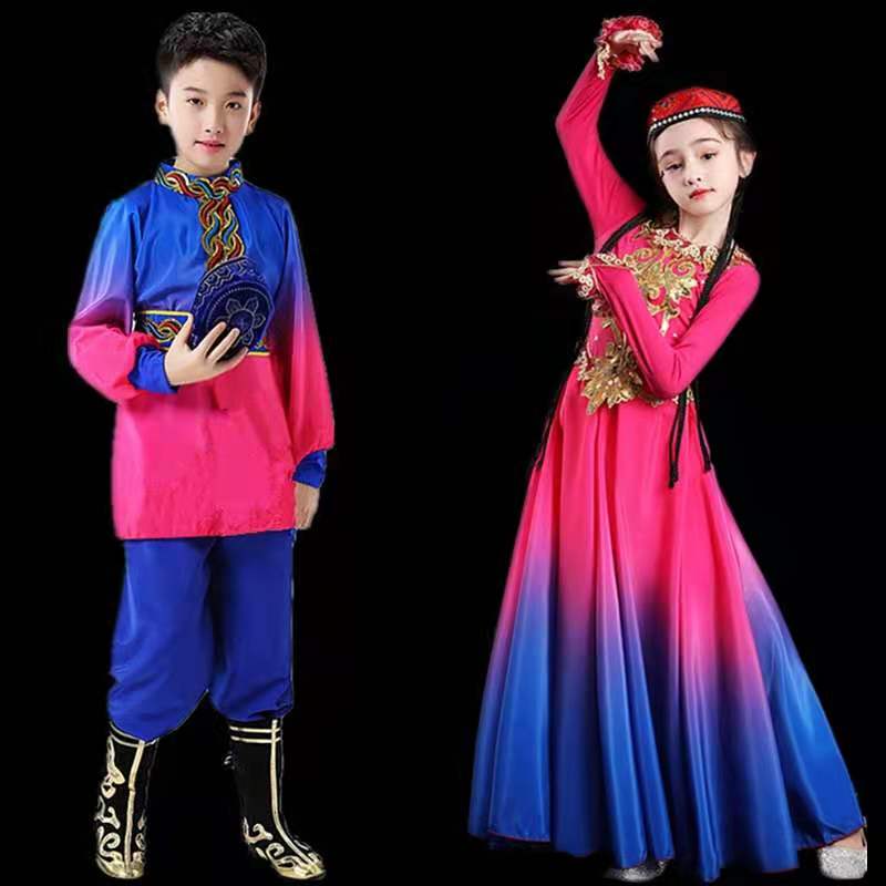 女童新疆维族大摆裙演出服儿童维吾尔族花儿为什么这样红舞蹈服