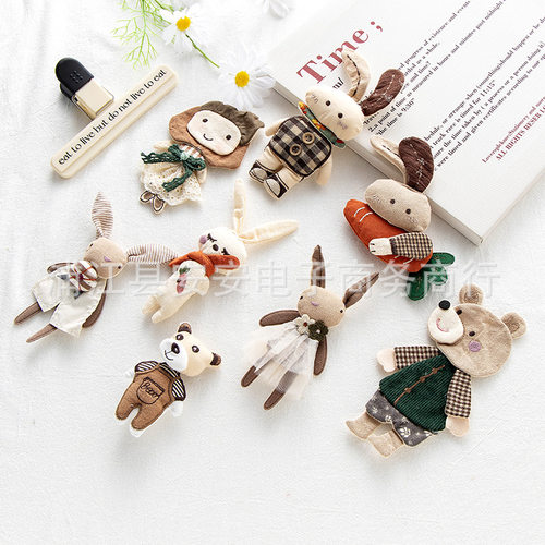 森系卡通公仔小熊兔子胸针diy