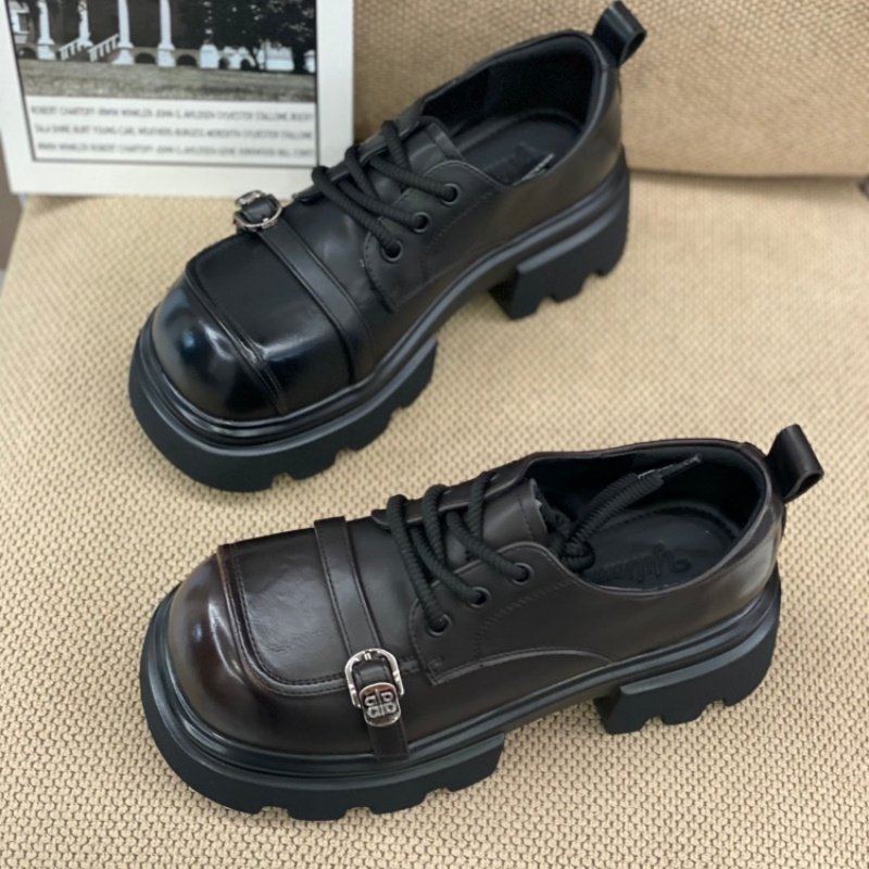 2026春季爆款英伦风皮带扣系带厚底单鞋女中跟深口学院风复古鞋女,女鞋,深口单鞋,淘宝优惠券,粉丝福利购,淘宝优惠卷