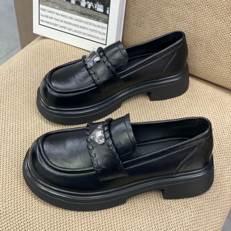 英伦风厚底乐福鞋女2026春季新款韩版休闲一脚蹬深口单鞋小皮鞋女,女鞋,深口单鞋,淘宝优惠券,粉丝福利购,淘宝优惠卷