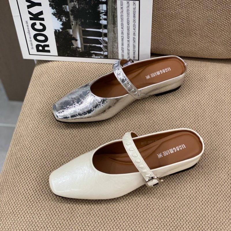 法式方头玛丽珍鞋女2026春季新款韩版平底一脚蹬中跟深口单鞋女款,女鞋,深口单鞋,淘宝优惠券,粉丝福利购,淘宝优惠卷