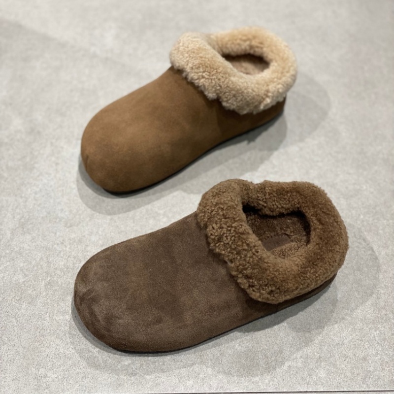 毛绒勃肯鞋女2025冬季新款保暖一脚蹬懒人休闲百搭毛毛鞋厚底棉鞋