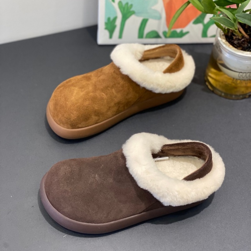反绒皮毛绒勃肯鞋女2025冬季加绒包头舒适磨砂皮保暖百搭懒人鞋女