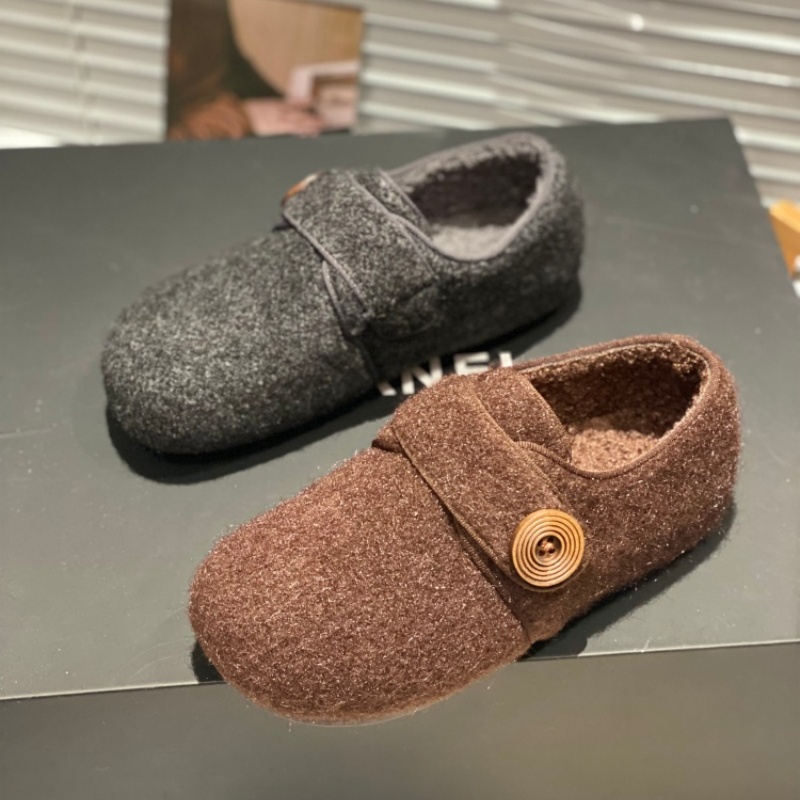 毛绒勃肯鞋女2025冬季新款新款全包毛毛一脚蹬软底舒适懒人单鞋女
