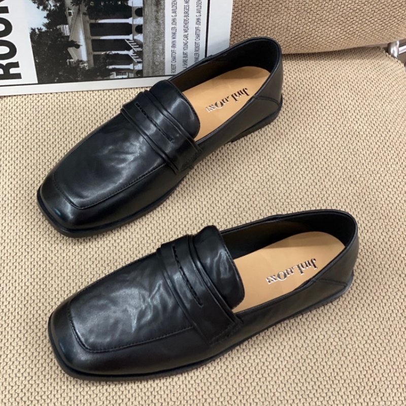 2026春季新款韩版方头乐福鞋女深口单鞋一脚蹬通勤老钱风中跟皮鞋,女鞋,深口单鞋,淘宝优惠券,粉丝福利购,淘宝优惠卷