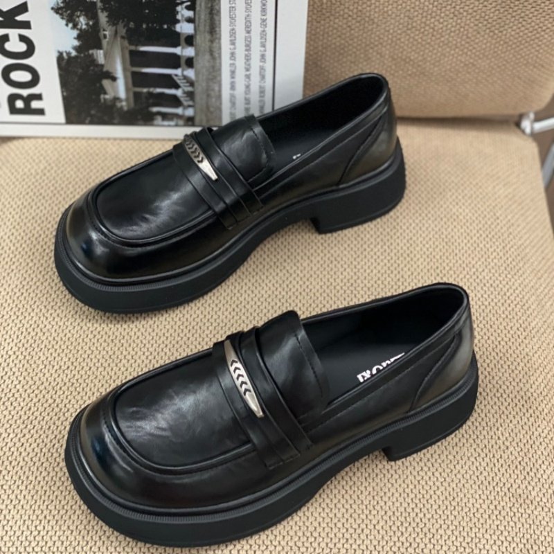 英伦风厚底乐福鞋女2026春季真皮韩版复古一脚蹬百搭深口单鞋中跟,女鞋,深口单鞋,淘宝优惠券,粉丝福利购,淘宝优惠卷