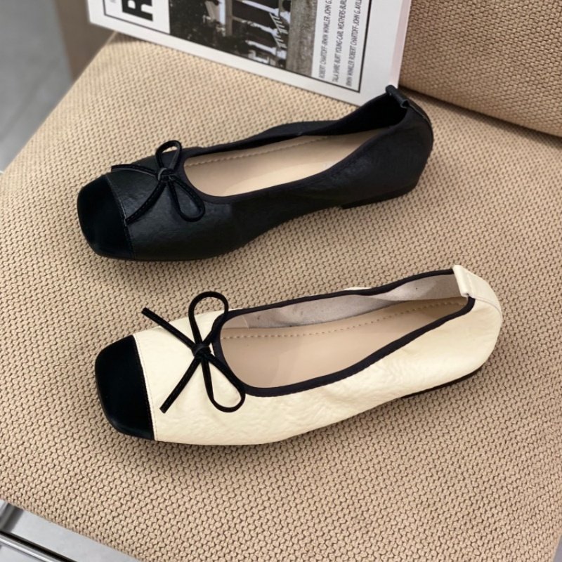 2026春季法式温柔风蝴蝶结拼色玛丽珍鞋女方头浅口平底单鞋通勤女,女鞋,玛丽珍鞋,淘宝优惠券,粉丝福利购,淘宝优惠卷