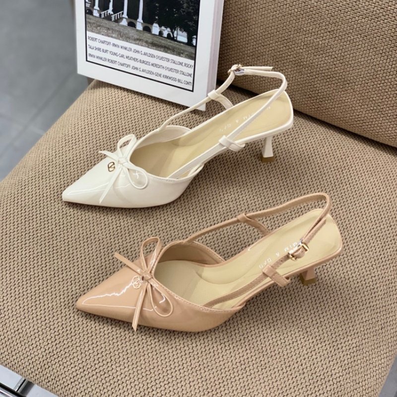 韩版尖头细跟单鞋女2026春季新款深口通勤蝴蝶结后空中跟亮皮女鞋,女鞋,深口单鞋,淘宝优惠券,粉丝福利购,淘宝优惠卷