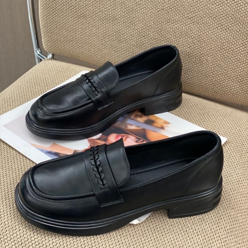 英伦风乐福鞋女2026春季新款一脚蹬韩版粗跟小皮鞋黑色深口单鞋女,女鞋,深口单鞋,淘宝优惠券,粉丝福利购,淘宝优惠卷