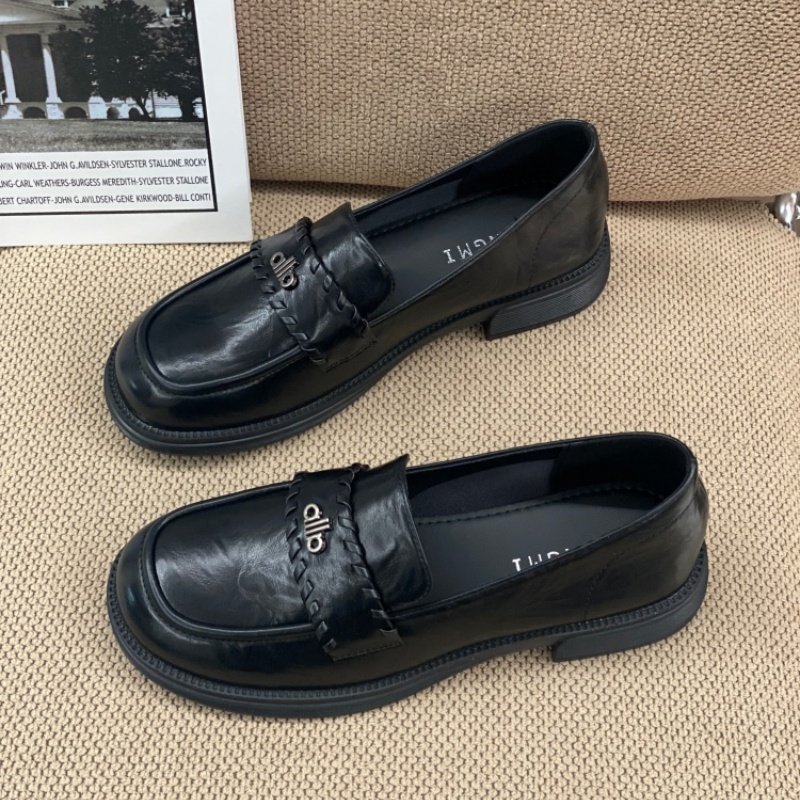 2026春季爆款英伦风黑色乐福鞋女中跟百搭不累脚一脚蹬深口单鞋女,女鞋,深口单鞋,淘宝优惠券,粉丝福利购,淘宝优惠卷