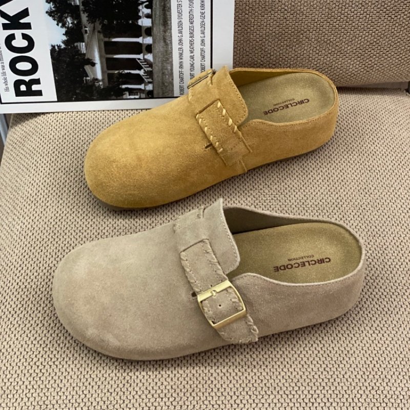 反绒皮勃肯鞋女2026春季新款包头外穿拖鞋一脚蹬休闲懒人鞋舒适女,女鞋,勃肯鞋/软木鞋,淘宝优惠券,粉丝福利购,淘宝优惠卷