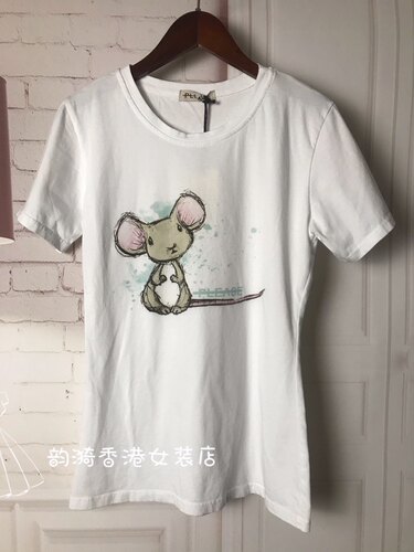 特价意大利品牌please老鼠卡通图案短袖T恤上衣百搭春夏女装现货