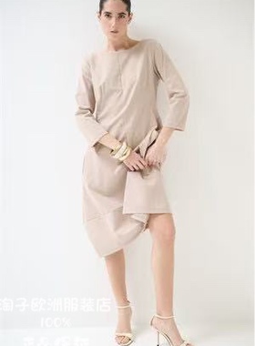 意大利品牌kikisix正品时尚简约大下摆直筒纯色连衣裙2026春夏女