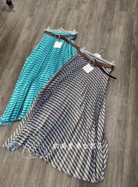 特价意大利品牌tensione in正品配腰带松紧腰百褶半身裙春夏女现