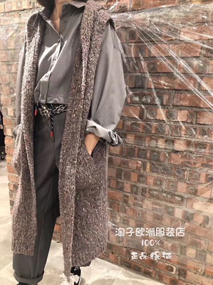 特价意大利品牌adora正品夹花色连帽长款针织马夹背心2024秋冬现