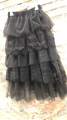 意大利品牌joleen正品蕾丝花边装饰松紧腰层层蛋糕半身裙2025秋冬