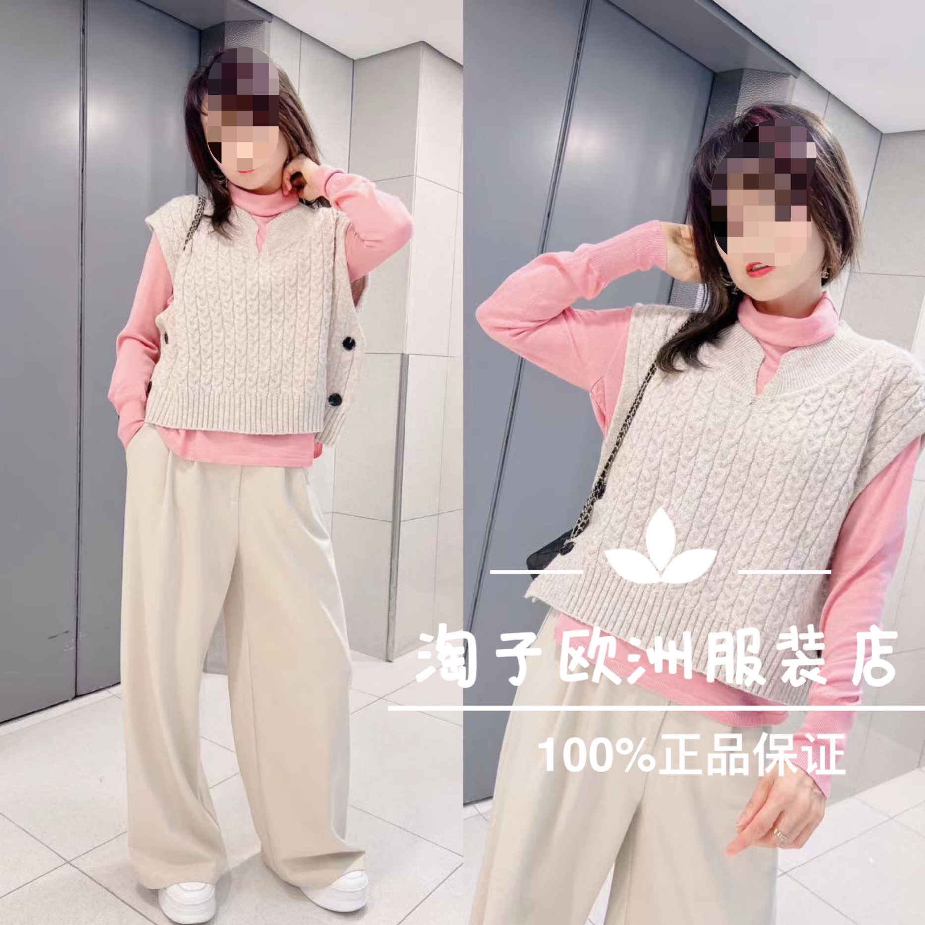 特价意大利品牌dalla a正品两侧开口钮扣针织马夹上衣秋冬女现货