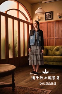 特价意大利品牌per me正品拼风衣面料牛仔系扣外套上衣秋冬女现货