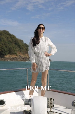 意大利品牌per me正品木耳边衬衫上衣～松紧腰口袋裙裤2026春夏女