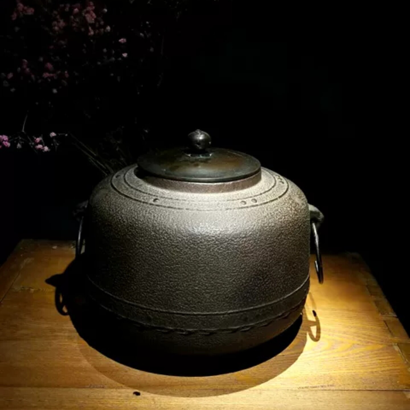 铸铁炭炉风炉茶道煮水茶炉煮茶器鬼面风炉 火钵风釜功夫茶具收藏