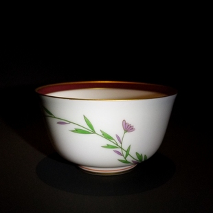 香兰社花草纹陶瓷小茶杯主人杯手工描金闻香杯品茗杯茶具