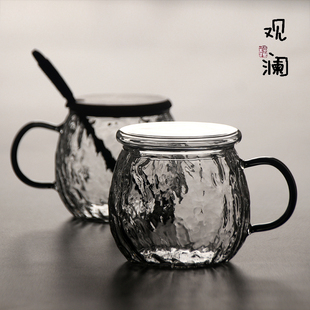 耐高温玻璃泡茶杯透明办公喝水杯子个人家用可微波炉牛奶杯花茶杯