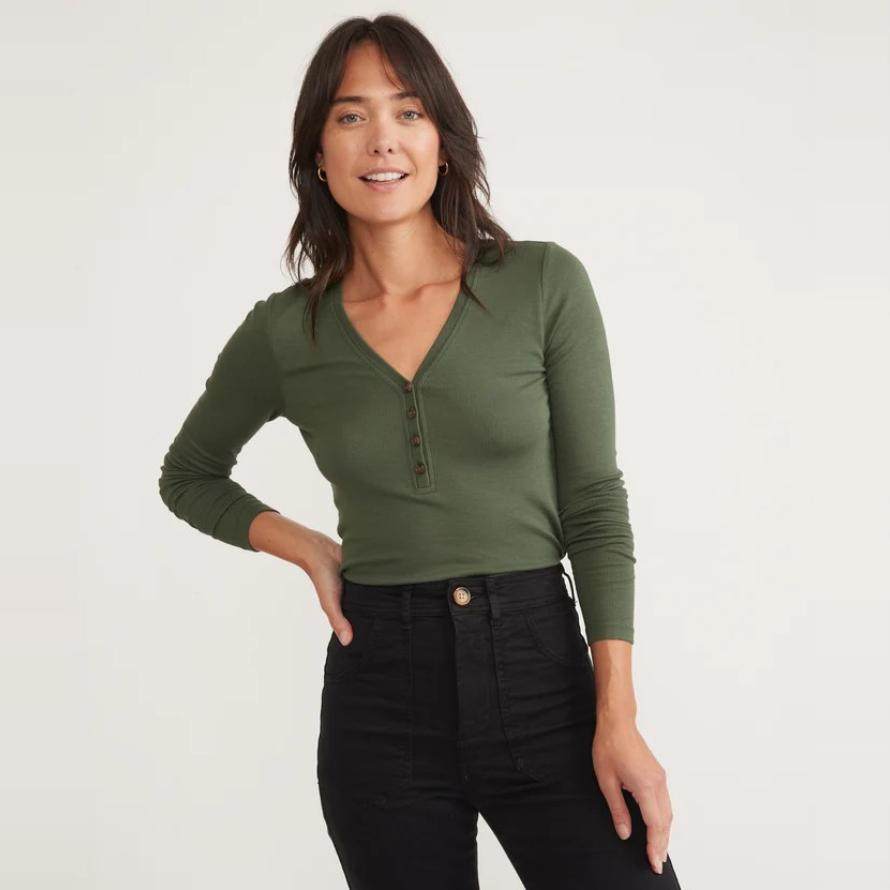 美国marine layer 高含量95天丝莫代尔 超软轻柔裸感亨利长袖上衣