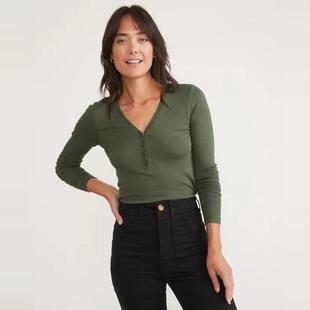 美国marine layer 高含量95天丝莫代尔 超软轻柔裸感亨利长袖上衣