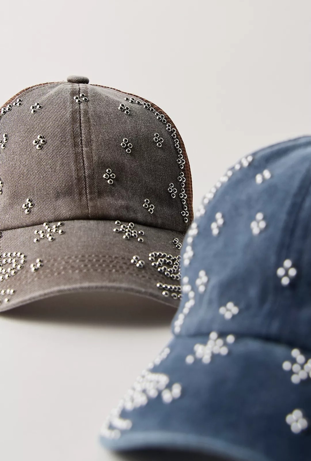 不退不换 FP 重洗水做旧装饰铆钉设计 网眼拼接酷炫棒球帽