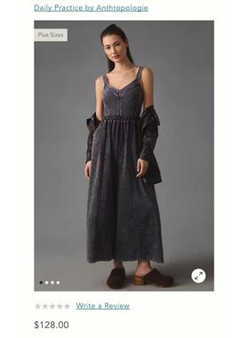 AN 高端DP系列软糯洗水牛仔 俏皮感V领背带阔腿连体裤128美金