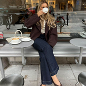 ginatri 外套 派克保暖毛呢短款 cot 双排扣翻领设计