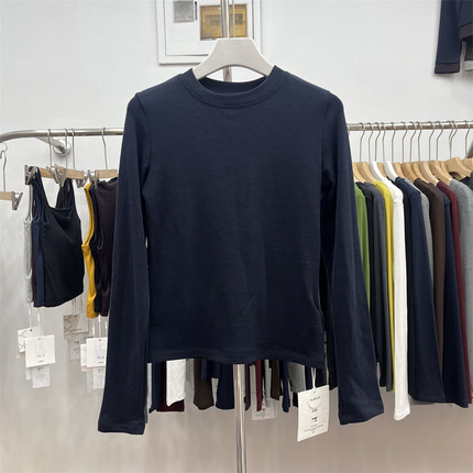 yuanxi元熙6209-2圆领长袖修身加绒T恤女内搭磨毛打底衫上衣冬款
