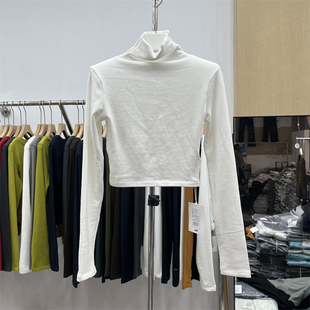长袖 yuanxi元 高领打底衫 1加绒垫肩羊绒短款 T恤内搭女上衣 熙6201