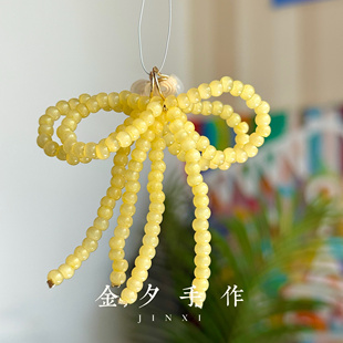 玫影缱绻@蝴蝶结夏天百搭黄色欧若风耳钉耳饰无耳洞学生亲子甜美