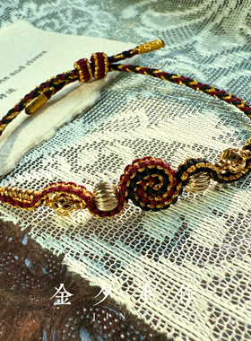 墨金转吉@手工编织扭转乾坤手绳可调节男朋友礼物中性手串金色