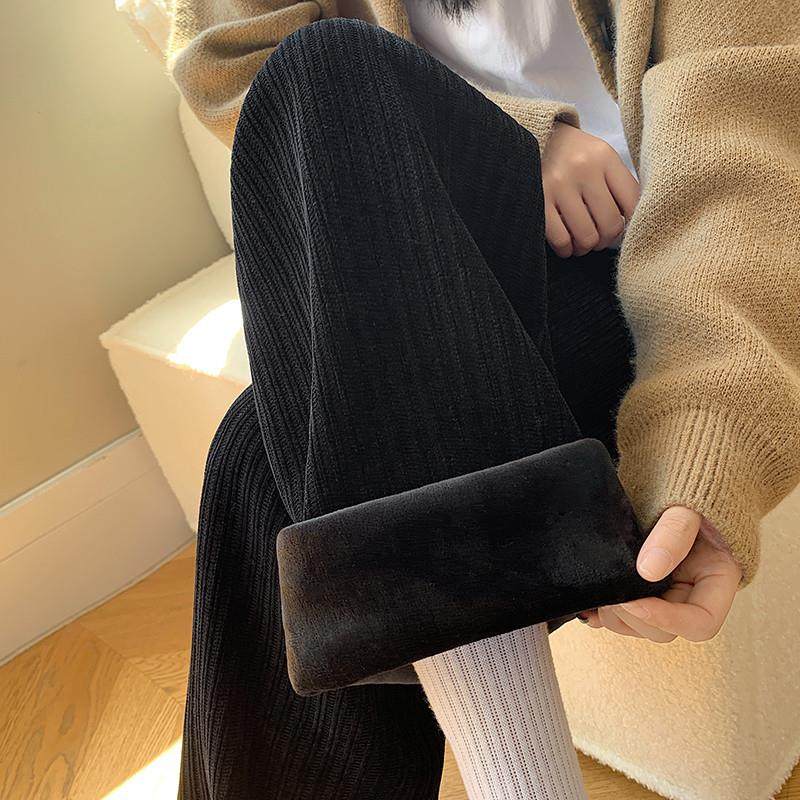 加绒雪尼尔阔腿裤女秋2025新款小个子高腰秋冬直筒休闲灯芯绒裤子,女装/女士精品,休闲裤,淘宝优惠券,粉丝福利购,淘宝优惠卷