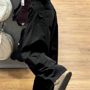 黑色覆古弯刀工装裤子女秋冬季2025新款高腰加绒设计感休闲阔腿裤