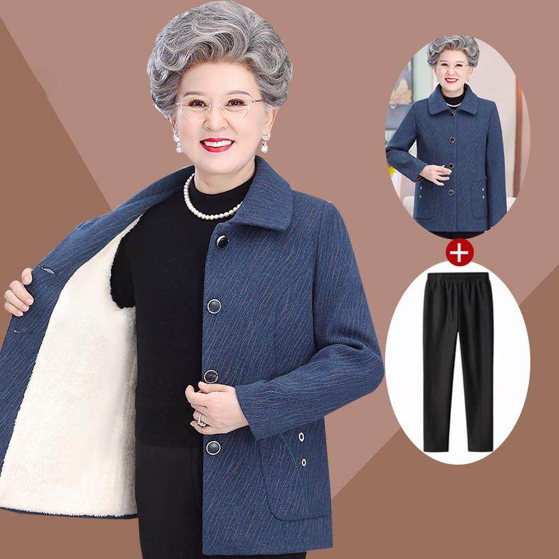 老年人秋装奶奶服7080岁妇女服装中老年母亲冬装丝绒