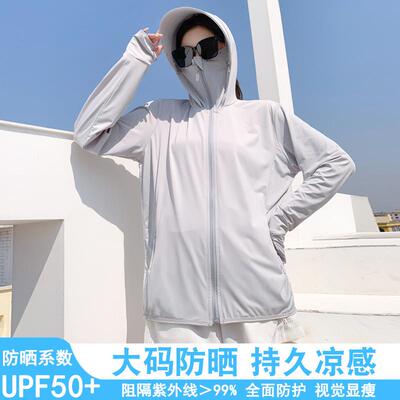 防晒衣女2025大码夏季防紫外线冰丝UPF50+薄款透气宽松开衫防晒服